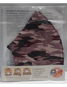 MASCARILLA FFP2 LAVABLE REUTILIZABLE COLOR CAMUFLAJE ROSA...