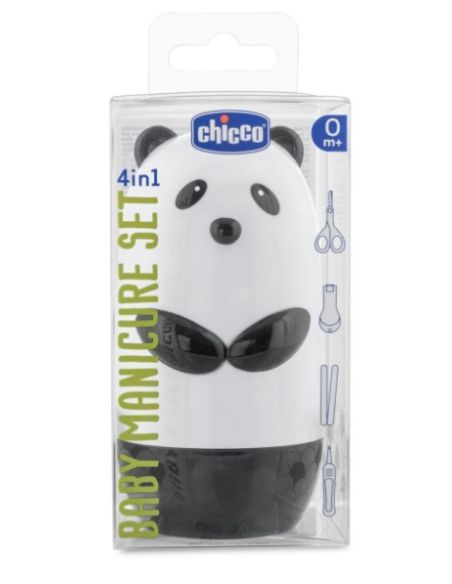 CHICCO SET DE MANICURA PANDA 4 EN 1. TIJERA + CORTAUÑAS + PINZA + 2 LIMAS